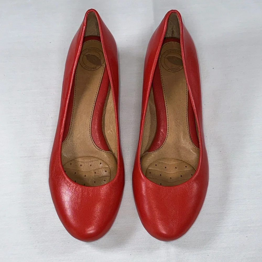 Nurture by Lamaze Deon Red Leather Cork Wedge Pump Office Comfort Women Size 7.5